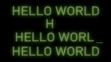 Merhaba dünya metin bilgisayar ekranında yinelenen