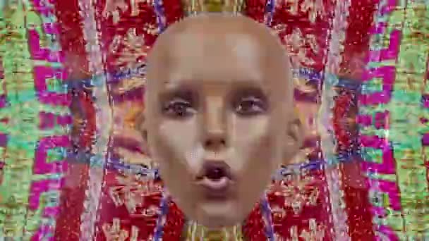 Expressions Faciales Animées Tête Mannequin Avec Des Effets Pépin Distorsion — Video