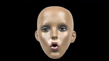 animasyon bebek kafası siyah arkaplanda arıza ve bozulma video efektleri ile hareket ediyor