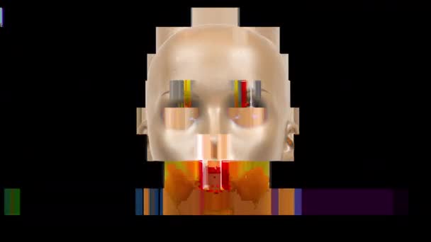 Animated Facial Expressions Mannequin Head Glitch Distortion Effects — Stock Video