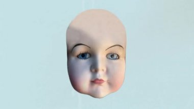 Bovered distorsiyon arka plan üzerinde animasyonlu yüz ifadeleri ile Vintage bebek kafası