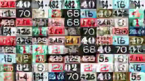 Collage Different Changing Urban Numbers — Stock Video