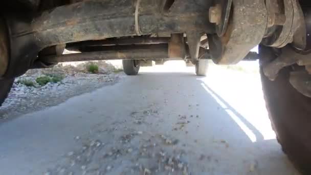 View Undercarriage Road Vehicle Dirt Track — Stock Video