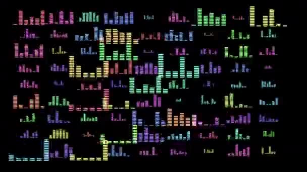 Farbige Musikalische Grafische Equalizer Auf Schwarzem Hintergrund — Stockvideo