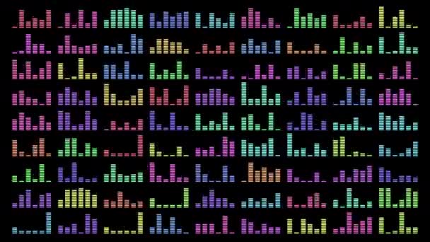 Equalizadores Gráficos Musicais Coloridos Sobre Fundo Preto — Vídeo de Stock