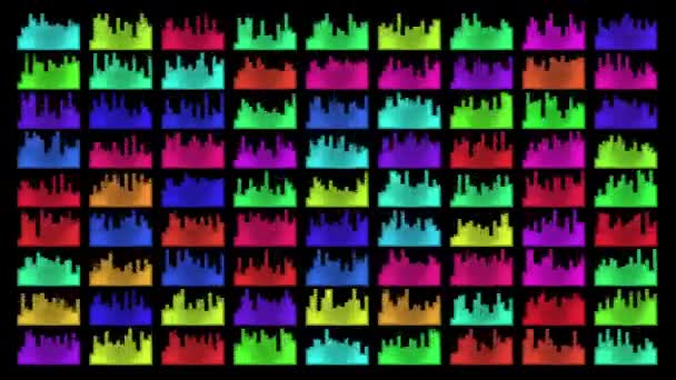 Colored Musical Graphic Equalizers Black Background — Stock Video