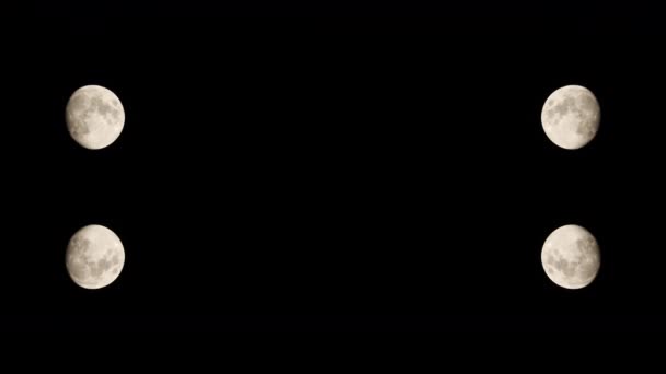 鏡面効果で黒空を移動する満月のタイムラプス映像 — ストック動画