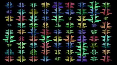 Siyah arka planda renkli müzikal grafik dengeleyiciler