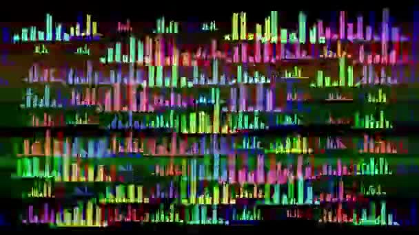 Colored Musical Graphic Equalizers Black Background — Stock Video
