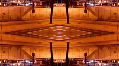 Aynalı etkisi ile şehir trafiğinin Timelapse görüntüleri