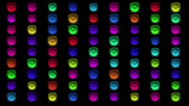 Wzór Kolorowych Głośnych Głośników Czarnym Tle — Wideo stockowe