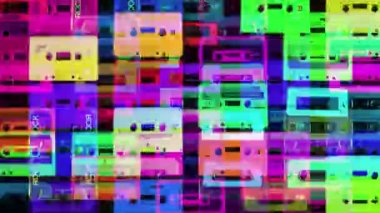 Siyah arka plan daki kasetlerin soyut deseni değiştirme