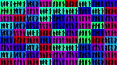 Izgara desenli dans eden kadının siyah siluetleri