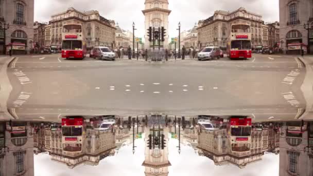 Timelapse Filmagens Tráfego Multidões Pedestres Praça Piccadilly Londres Inglaterra Com — Vídeo de Stock