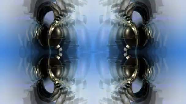 具有镜像效果的旋转耳机的抽象素材 — 图库视频影像