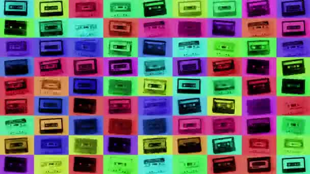 Changing Abstract Pattern Cassette Tapes — Stock Video