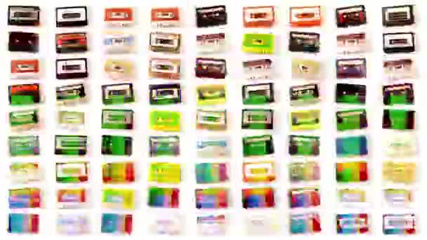 Het Abstracte Patroon Van Cassette Tapes Wijzigen — Stockvideo