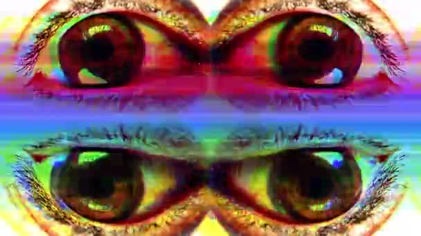 Abstract Footage Distorting Colorful Eyes Mirrored Effect — Stock Video