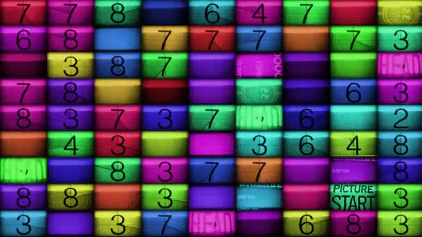 Grid Pattern Film Countdown Numbers — Stock Video