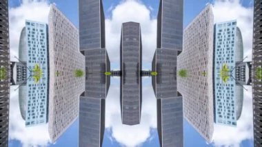 Simetrik gökdelenlerin döngüsel videosu, Barselona, İspanya