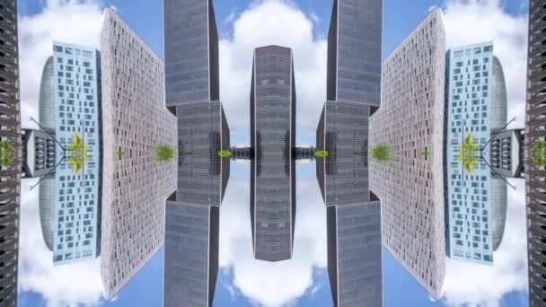 対称的な高層ビルのループ可能なビデオ,バルセロナ,スペイン — ストック動画