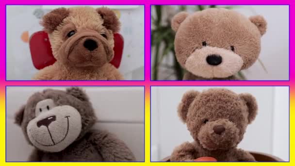 Loopbare video van teddybeer videoconferentie — Stockvideo