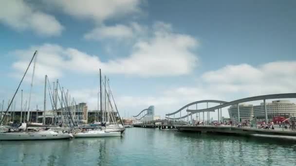 Loopable timelapse av Port Vell, Barcelona, Spanien — Stockvideo