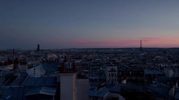 Dia a noite timelapse da paisagem urbana de Paris, França — Vídeo de Stock