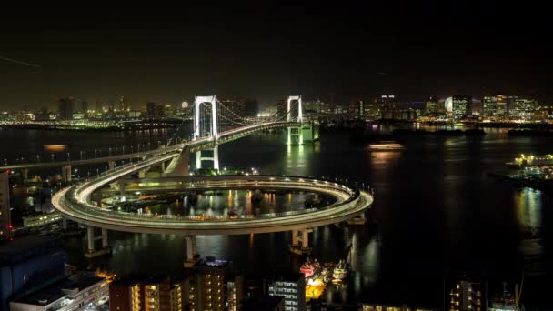 Timelapse día a noche de Rainbow Bridge, Tokio, Japón — Vídeo de stock