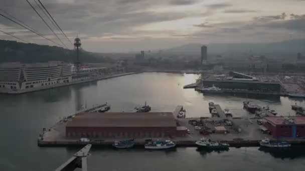 Timelapse of ship in port Barcelona, Spain — Stock Video