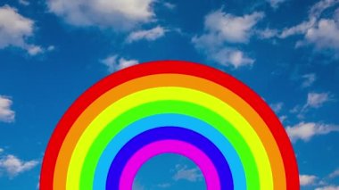Bulutlara karşı hareket eden bir gökkuşağı grafiği