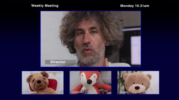 Video av nallebjörn videokonferens — Stockvideo