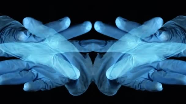 Video av rörliga händer bär latexhandskar — Stockvideo