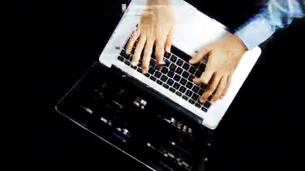 Video of person using laptop with glitches — Stock Video