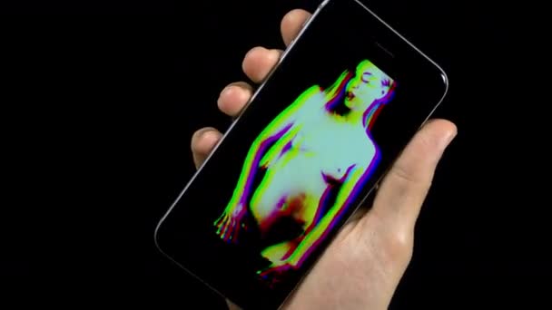 Vidéo de smartphone avec belle femme à l'écran — Video