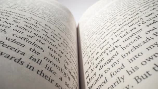 Images macro de mots sur les pages d'un livre — Video