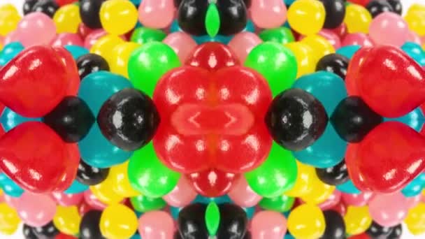 Makro-Fly-Through-Aufnahmen von Gelee Bonbons abstraktes Muster — Stockvideo
