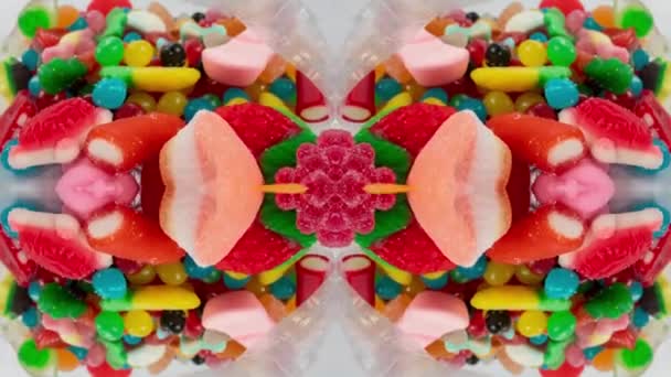Macro volar-a través de imágenes de dulces de gelatina patrón abstracto — Vídeo de stock