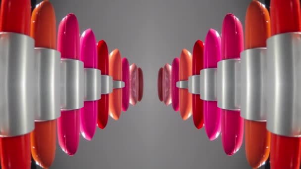 Gros plan panoramique vidéo de rouges à lèvres en studio — Video