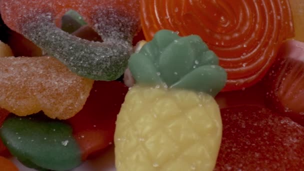 Macro cerca de imágenes de dulces de jalea — Vídeo de stock
