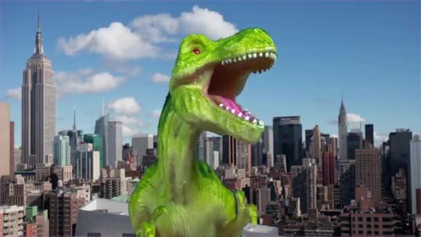 뉴욕 시에 있는 티라노사우루스 렉스 공룡 — 비디오