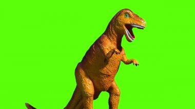 Plastik dinozorun yeşil ekran arkaplanındaki görüntüsü