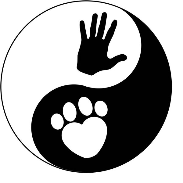 Yin Yand Hand and paw silhouette