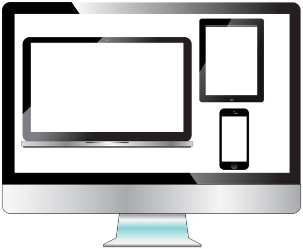 コンピューターのラップトップのタブレットのスマート フォン — ストック写真