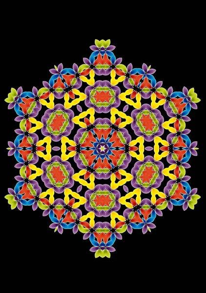 Kaleidoscoop Patroon Zwart — Stockfoto