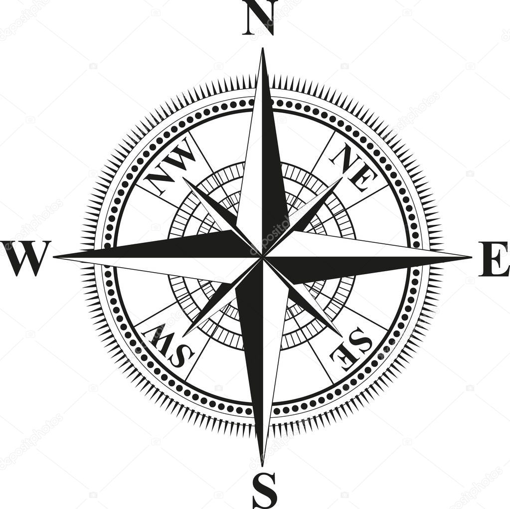 Compass drawing on white