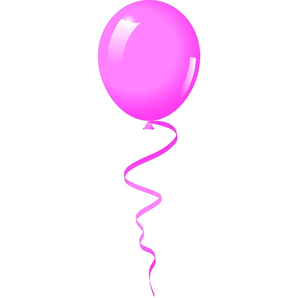 Blauer Ballon Mit Luftschlange Auf Weißem Grund — Stockfoto