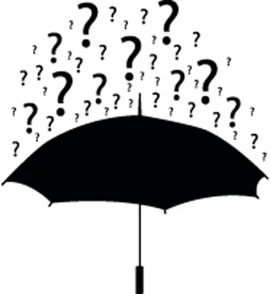 Umbrella Silhouette Question Marks — Stock Photo, Image