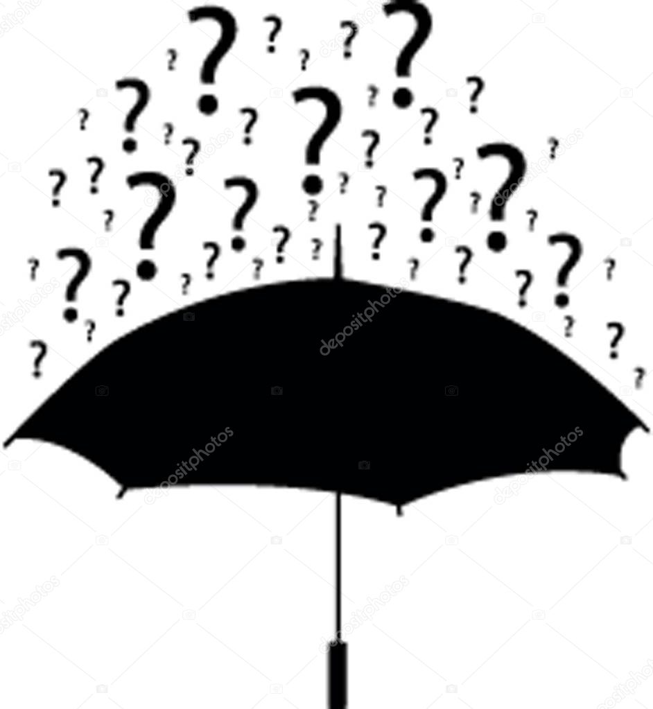 Umbrella Silhouette with question marks