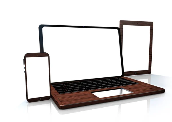 Smartphone Laptop Tablet Renderer — Stockfoto